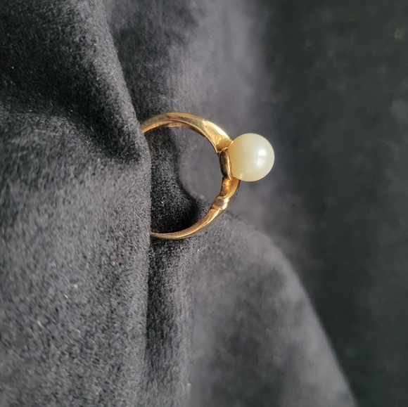 Freshwater Pearl Diamond 10K Ring Size 7 - Picture 2 of 5